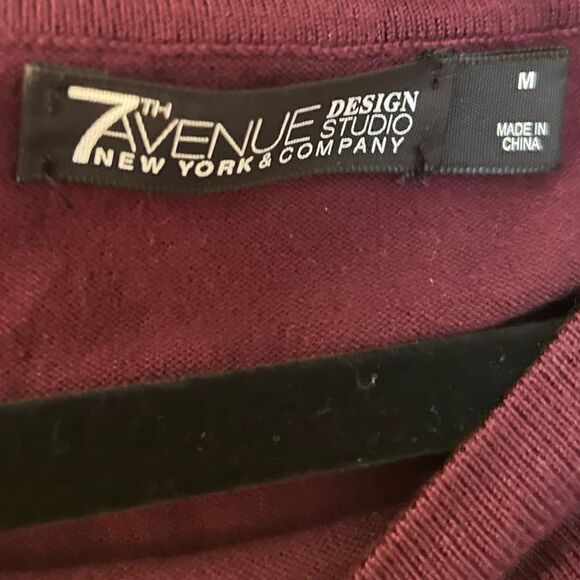 NWOT NY&Co. 7th Avenue Maroon Wide Arm Button Detail Long-sleeve Sweater - Picture 7 of 7